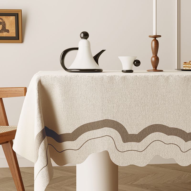 Silent Wind Tablecloth Waterproof Heat Resistant Wash-Free Linen Feel Fabric Dining Mat Light Luxury High-end Sense Lace_voghion.com