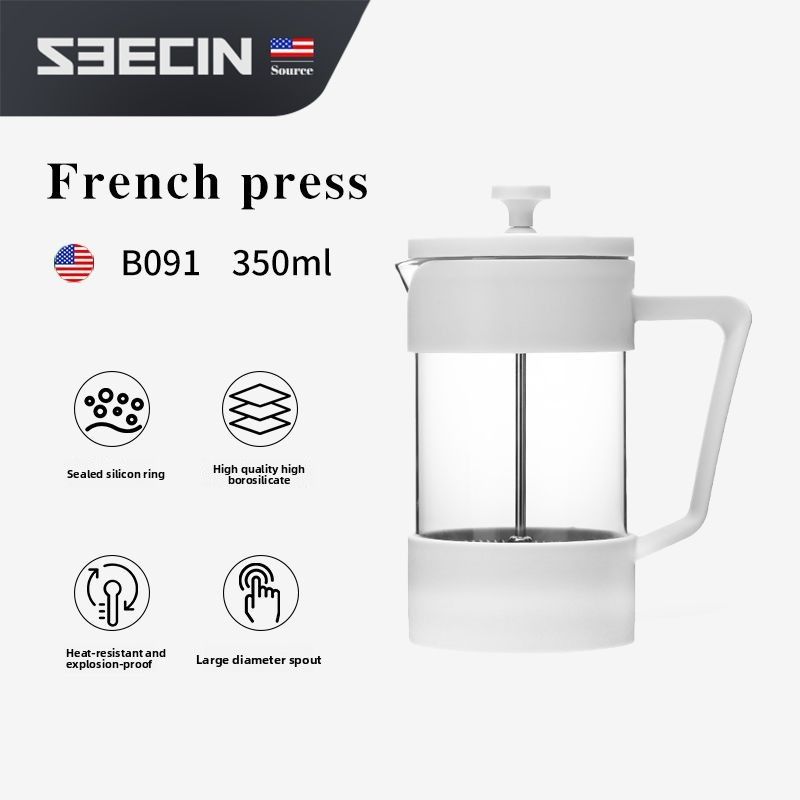seecin French Press Pot Hand Brew Set Coffee Stainless Steel Filter Tea Brewer For Home Use_voghion.com