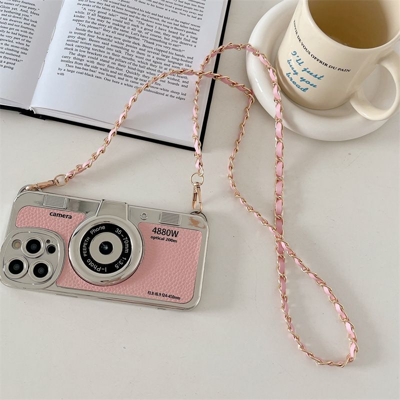 Mobile phone case camera suitable for Apple 15 Promax mobile phone case 13 silicone 12 lanyard 11 crossbody chain anti-fall soft shell_voghion.com