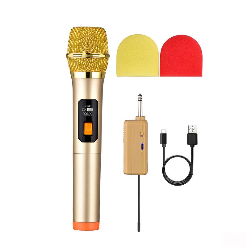 Sistem de microfon dinamic fără fir Heikuding UHF dual fără fir cu receptor reîncărcabil pentru microfon karaoke și DJ_voghion.com