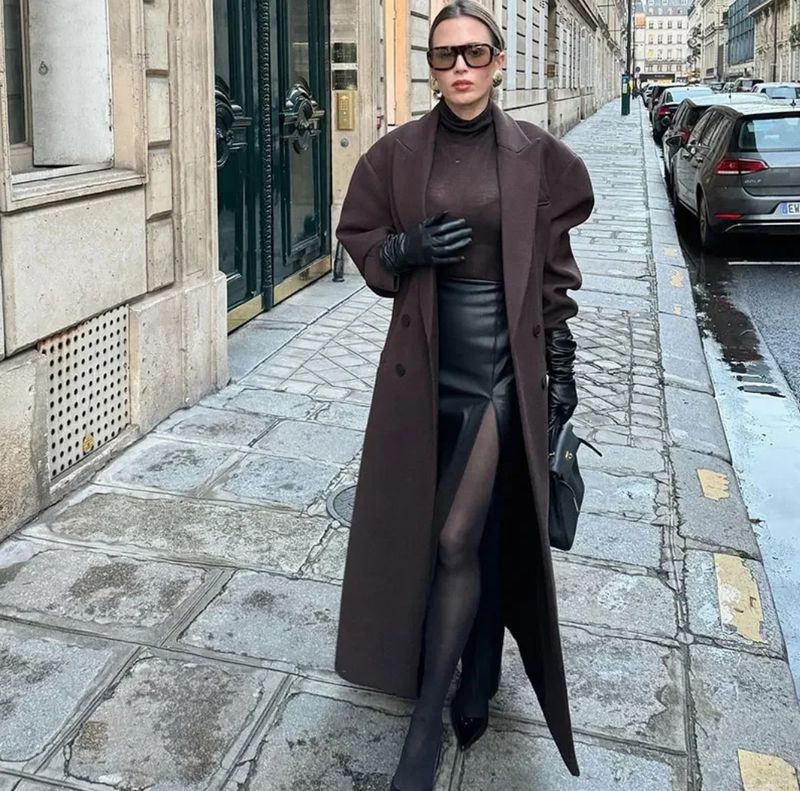 Women's Clothing hot selling double breasted padded shoulder lapel coat_voghion.com