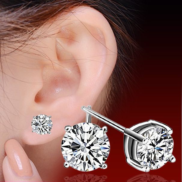Boer For Women Ins Heart S Pure Silver Needle Six-Prong Zircon Earrings Jewelry_voghion.com