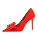 18249-H33 Korean Fashion Banquet Thin Heels, Shallow Mouth, Pointed Water Diamond Bow, High Heel Single Shoes For Women_voghion.com