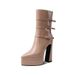 Square head waterproof platform platform high heel naked boots with thick heel in line with women_voghion.com
