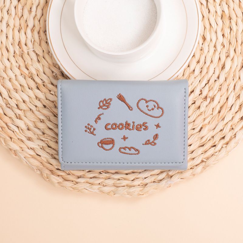 New Embroidered Ladies Wallet Simple Three Fold Ladies Coin Purse Wallet Multi Card Holder_voghion.com