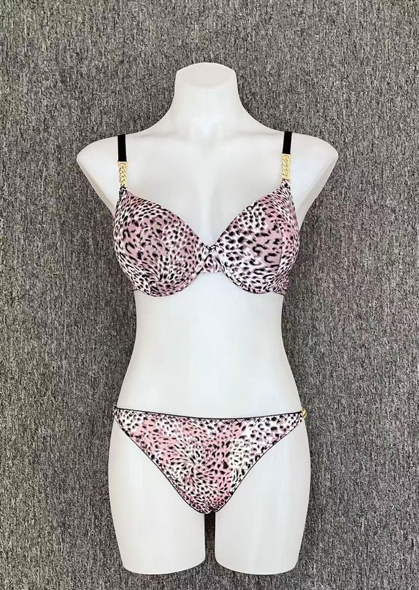 Sexy Rhinestone Strap Underwire Push-Up Bra With Leopard Print - Enhances Shape & Comfort, 3/4 Cup Coverage, Adjustable Back Closure, Sizes 46-52C_voghion.com