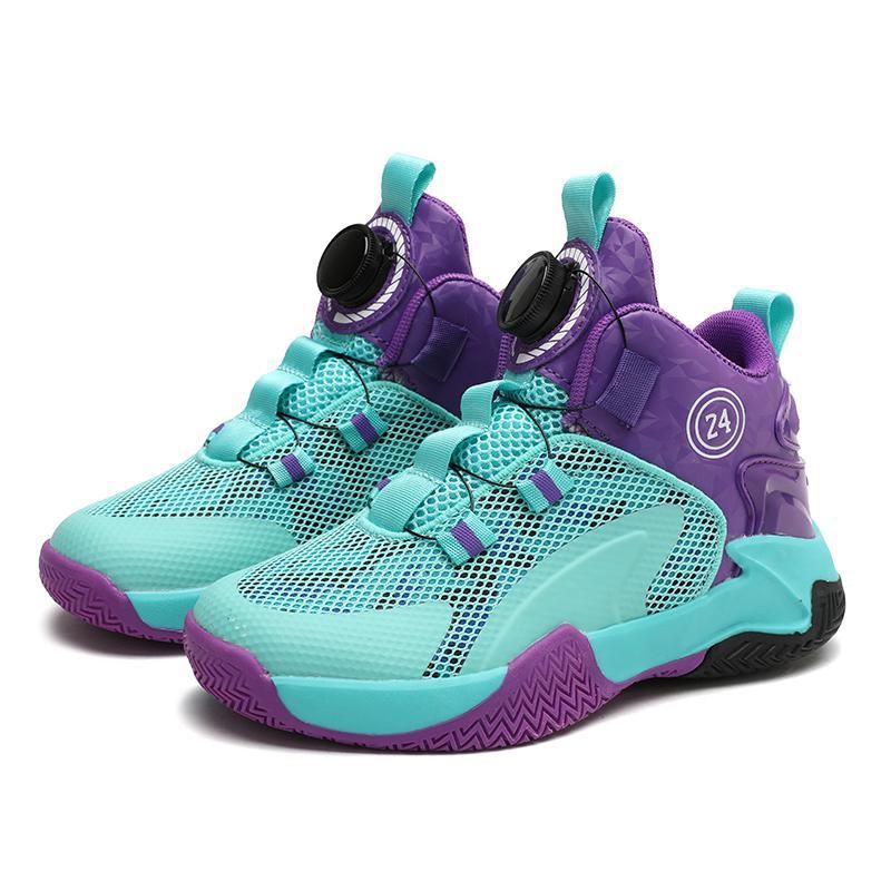 Men’s Shoes breathable mesh fashion sports shoes for children, medium and large children's rotating button non slip basketball shoes and running shoes_voghion.com