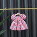 Mädchenkleid Kinderkleidung Ölgemälde Druck Prinzessin Kleid Lässiges Blumenschleifenkleid Niedlicher Baby Mädchen Puffärmelrock_voghion.com