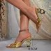Women's Golden Sandals Fashion Sandals Golden Shiny Sandals Special Shaped Heel Pointed Sandals Fashionable And Simple Women's Shoes_voghion.com