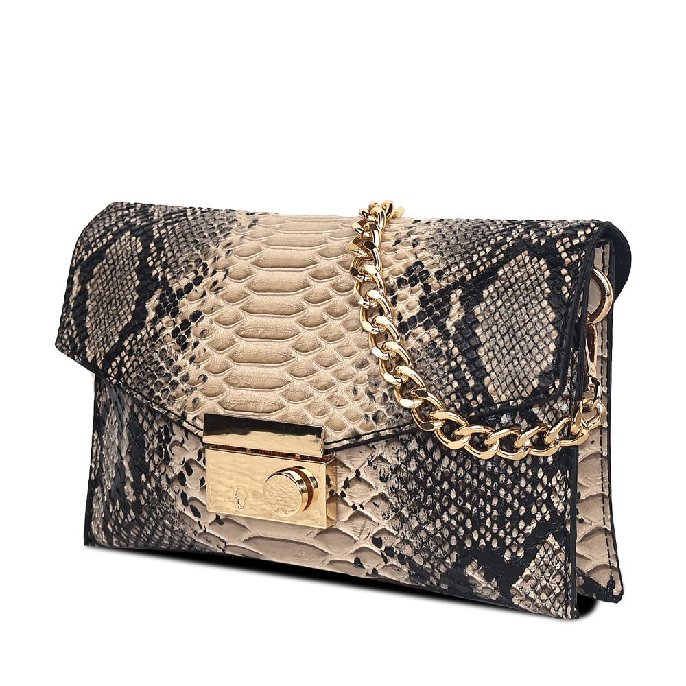 Borse da donna Borsa retrò sottobraccio Nuova borsa a tracolla semplice da donna Borsa a tracolla con patta a catena Modello serpente Borsa a sella_voghion.com