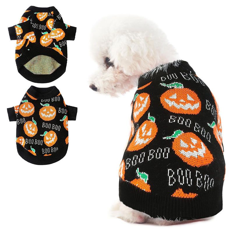 Dongguan Dalang Pet Clothing Cat Dog Halloween Pumpkin Turtleneck Knitted Sweater_voghion.com