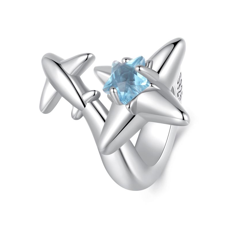 Vliegtuig Ster uitbarsting Charm Sterling Zilveren Charm, SCC2947_voghion.com