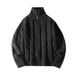 Men's Semi-Turtleneck Sweater, Chunky Knit Cardigan With Cable Pattern, Oversized Streetwear Style For Couples (Black, Grey)_voghion.com