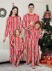 Pijama de pareja con estampado de rayas para padres e hijos, ideal para las fiestas navideñas._voghion.com