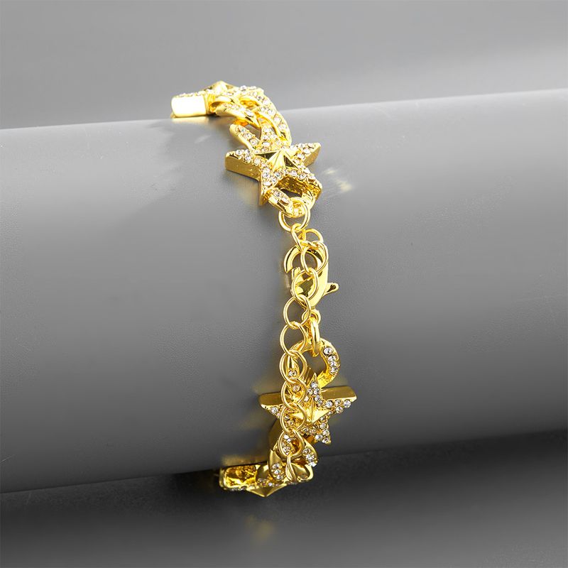 Mode-Hit-Nischen-Design-Stern-Halskette Persönlichkeit Diamant kubanische Kette Street Trend All Match Kette_voghion.com