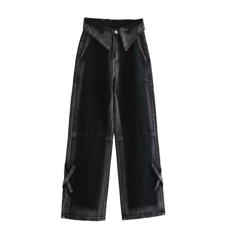 Autumn New High Street Design for Women s Clothing niche wide leg jeans_voghion.com