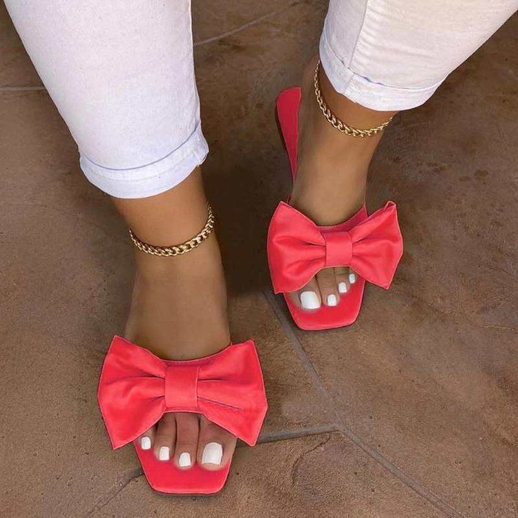 2025 Large One Word Slippers Women's Bow Flat Shoes_voghion.com