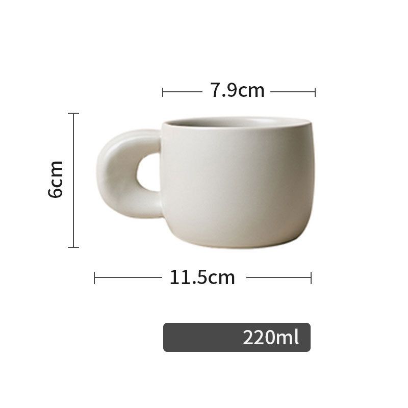 Korean Style Creative Thick Handle Matte Ceramic Coffee Simple Solid Color Latte Milk Mug Office Water Cup_voghion.com