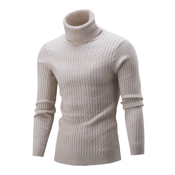 Maglione invernale da uomo con collo alto, maglione invernale da uomo, maglione a collo alto spesso, maglione a righe tinta unita, maglione casual caldo a collo alto_voghion.com