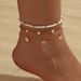 Bohemian Versatile Multi-layer Stacked Round Disc Foot Jewelry Simple Shell Pendant Rice Bead Anklet_voghion.com