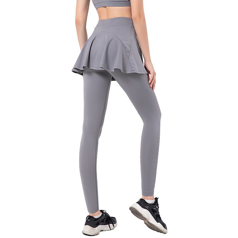 SUPERFLOWER Women's New Yoga Sports Pants with Pocket 2-in-1 Piece Skirt Pants Hip Rise Lotus Leaf Leggings_voghion.com