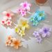 3-Piece Plumeria Hair Clip Set – Vacation-Ready Flower Hairpins For Half-Up Styles, Shark Clip Hair Accessories_voghion.com