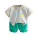 Five Small Seven 2024 Summer Boys' Two Color Smiling Cartoon Short Sleeve Stylish 3 Children's Clothing Thin Set_voghion.com