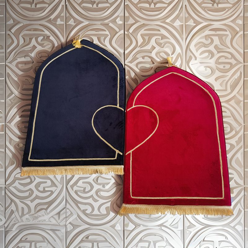 Carpets Islamic Prayer Rug Mat For Muslim Worship Prayer Carpet Living Room Prayer Thick Flannel Floor Mat Heart Shaped Embossed Thick Mat_voghion.com