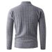Maglione da uomo in maglia con cerniera a un quarto – Pullover termico invernale con collo alto e cuciture testurizzate (L-3XL, vestibilità slim, finitura lavata, grigio/blu navy intenso)_voghion.com