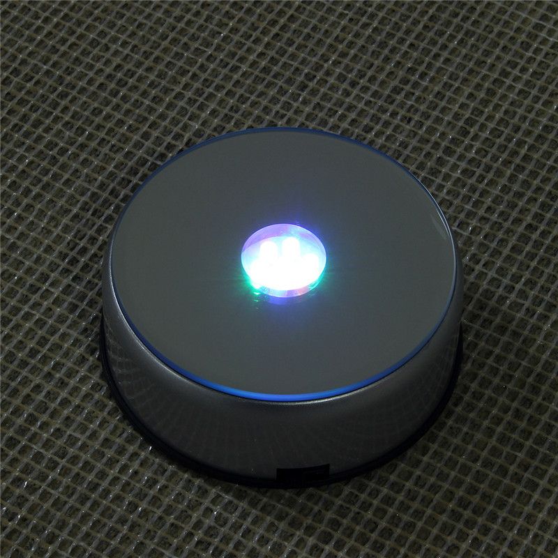 LED Colorful Luminous Base Light Laser Rotating Crystal Display Base Stand Holder with  US Adapter Glass Transparent Objects_voghion.com