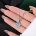 Collana da donna con ciondolo in acquamarina in argento puro S999 - Elegante design ovale, versatile catena per clavicola, stile di nicchia di alta gamma_voghion.com