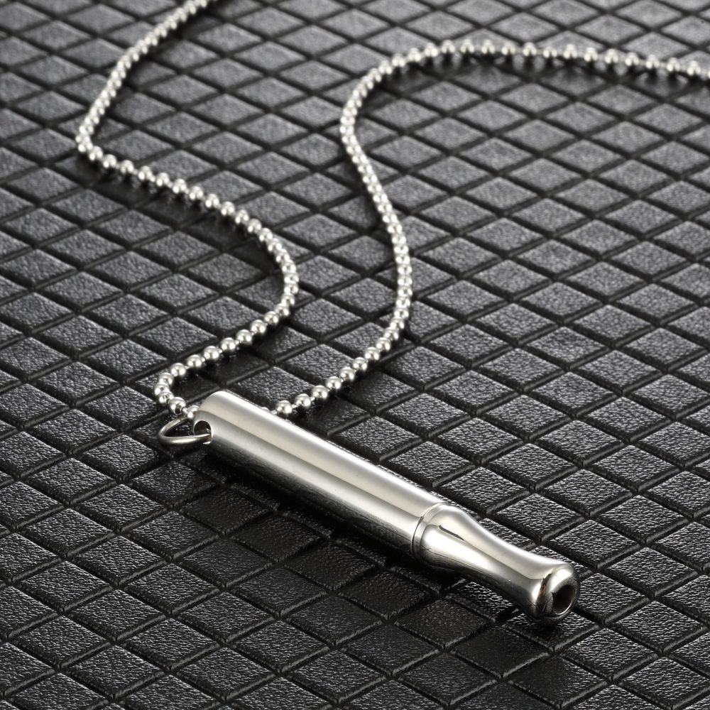 Circular Whistle Stainless Necklace, Three-dimensional Meditation Mindfulness Pendant, Adjustable Breathing Accessory,_voghion.com