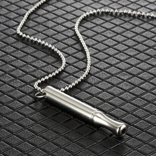 Circular Whistle Stainless Necklace, Three-dimensional Meditation Mindfulness Pendant, Adjustable Breathing Accessory,_voghion.com