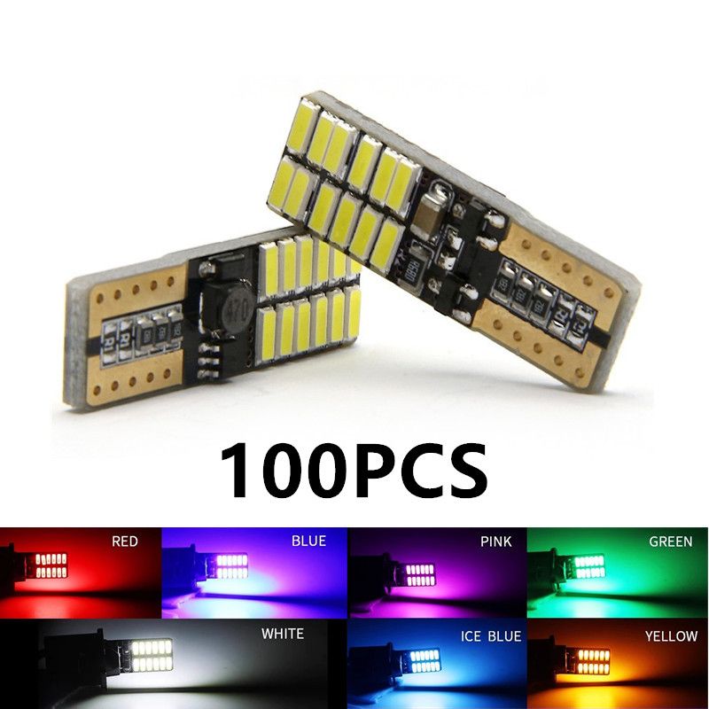 100 lampadine LED T10 W5W 194 CANBUS 4014/24 SMD 12 V per interni auto, luci di ingombro, lampadine per targa, plafoniere_voghion.com