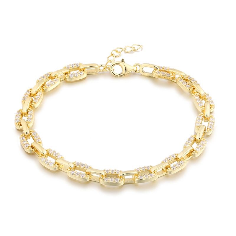 Puhas käsitsi valmistatud S925 hõbedane topeltkaardikäevõru, suur kaardi topeltsõrmusega käevõru helekuldne kahevärviline kett_voghion.com