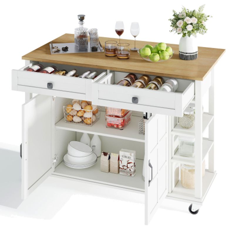 Multifunktionaler Küchenwagen Mit Klappbarer Arbeitsplatte, 120×65 Cm Erweiterbar, 2 Schubladen, Geräumige Aufbewahrung, Auf Rollen – Stilvoller Servierwagen Für Küche, Esszimmer & Wohnzimmer_voghion.com