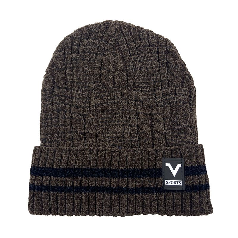 Hue Herre efterår og vinter Fleece strikket hue Mærkning Uld fortykket ørebeskytter hat Udendørs kuldebeskyttelseshat_voghion.com