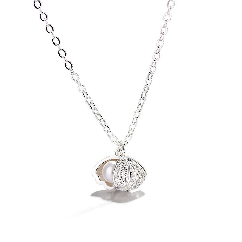 Collana con ciondolo a forma di ventaglio in conchiglia di perle dolci con catena apribile, personalizzata, semplice e versatile_voghion.com
