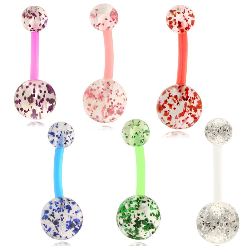 Piercing per il corpo umano in acrilico con paillettes, anello per ombelico, chiodo per ombelico, orecchini a bottone morbidi_voghion.com
