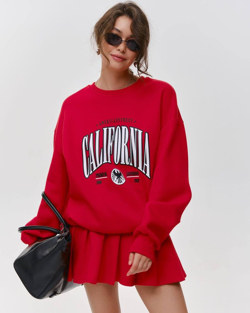 Damenbekleidung Basic-Pullover mit Rundhalsausschnitt und Buchstabendruck, Herbstkleidung 2024, neue Mode, lockerer roter Pullover, Oberteil für Damen_voghion.com