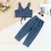 Girls' Denim Outfit Set – Sleeveless Top & Straight Leg Pants, Soft Breathable Summer Clothes For Toddlers (90-120cm, Age 3-8), A-Class Safety_voghion.com