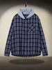 Men's Hooded Checkered Shirt Jacket – Casual Oversized Plaid Long Sleeve Shirt (S-XL, Black & White, Machine Washable)"_voghion.com
