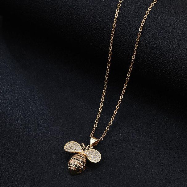 Ripats kaelakeed roostevabast terasest kett vasest inkrusteeritud värvi tsirkoon Bee kaelakee naistele võlu esialgne kaelakee ripats_voghion.com