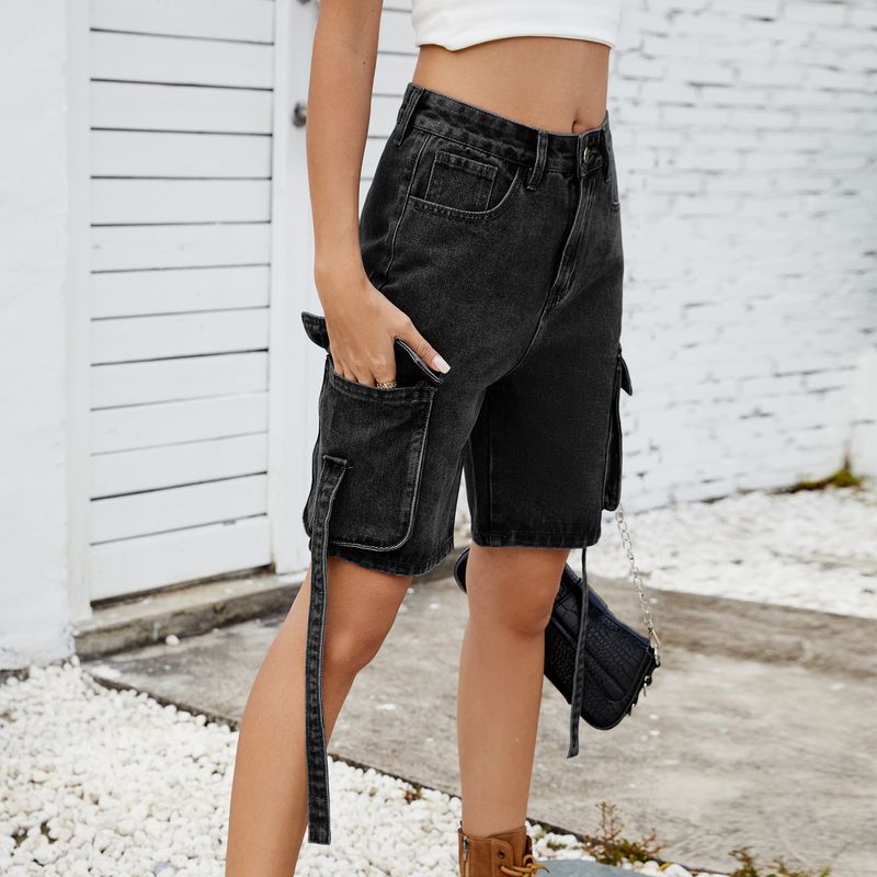 Vêtements pour femmes Shorts de travail en denim délavé à la mode pour l'été_voghion.com