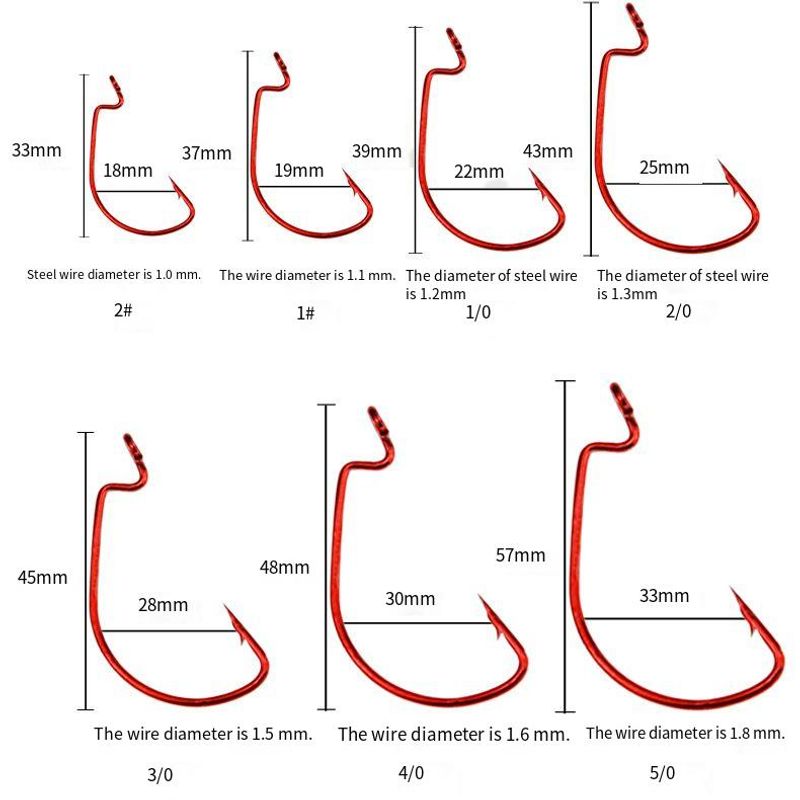 High-Carbon Steel Curved Shank For Fishing, Red Wide-Belly Fish Hook, Soft Lure Hook With Barbs, Fishing Gear_voghion.com