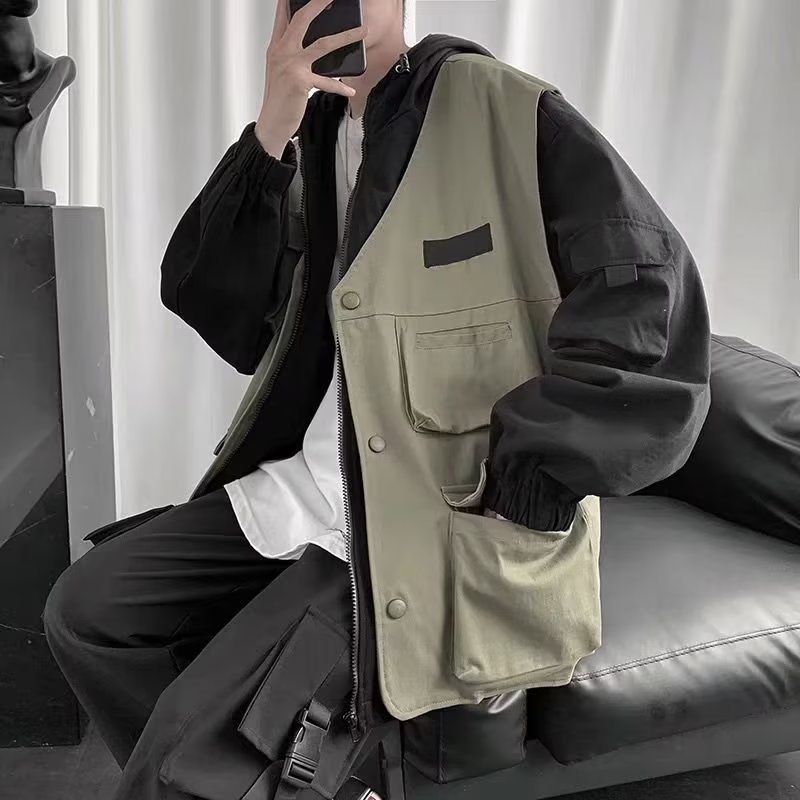 Cove Cove 2023 Autumn Two-Piece Workwear Jacket Men's Trendy Brand Versatile Functional Windbreaker Loose Stylish Hooded Coat_voghion.com