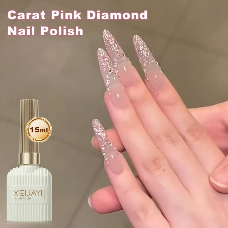 Nail Glue Carat Pink Diamond Flash Platinum Glue Internet Celebrity Popular New Nail Polish Glue Nail Art Phototherapy Pink Crushed Diamond Glue Nail_voghion.com