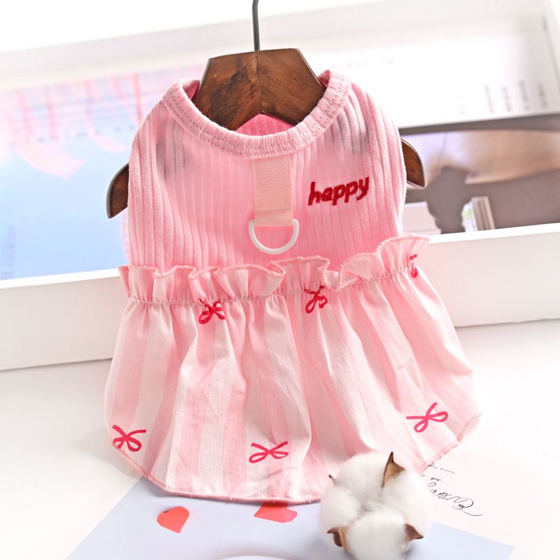 Dog Clothes Spring Puppy Cat Pet Patchwork Vest Teddy Bichon Summer Thin Breathable Cotton Dress_voghion.com