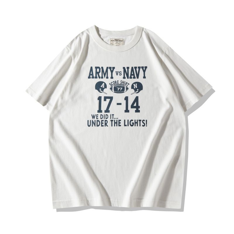 OKONKWO ARMY&NAVY Gruba koszulka 210g męska do rugby z okrągłym dekoltem i krótkim rękawem_voghion.com