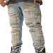Premium Plus Size Herenjeans - Vintage Distressed Washed Skinny Fit Rechte Spijkerbroek Voor Urban Streetwear_voghion.com